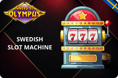 Svensk flagga bredvid Gates of Olympus slotmaskin
