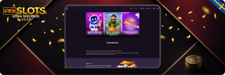 Skärmdump av surfplatta för casino utan spelpaus